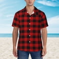 thumbnail image 5 of Red Black Check Plaid Men'S 3d Print Casual Button Down Shirts, Novelty Hawaiian Short Sleeves S, 5 of 8