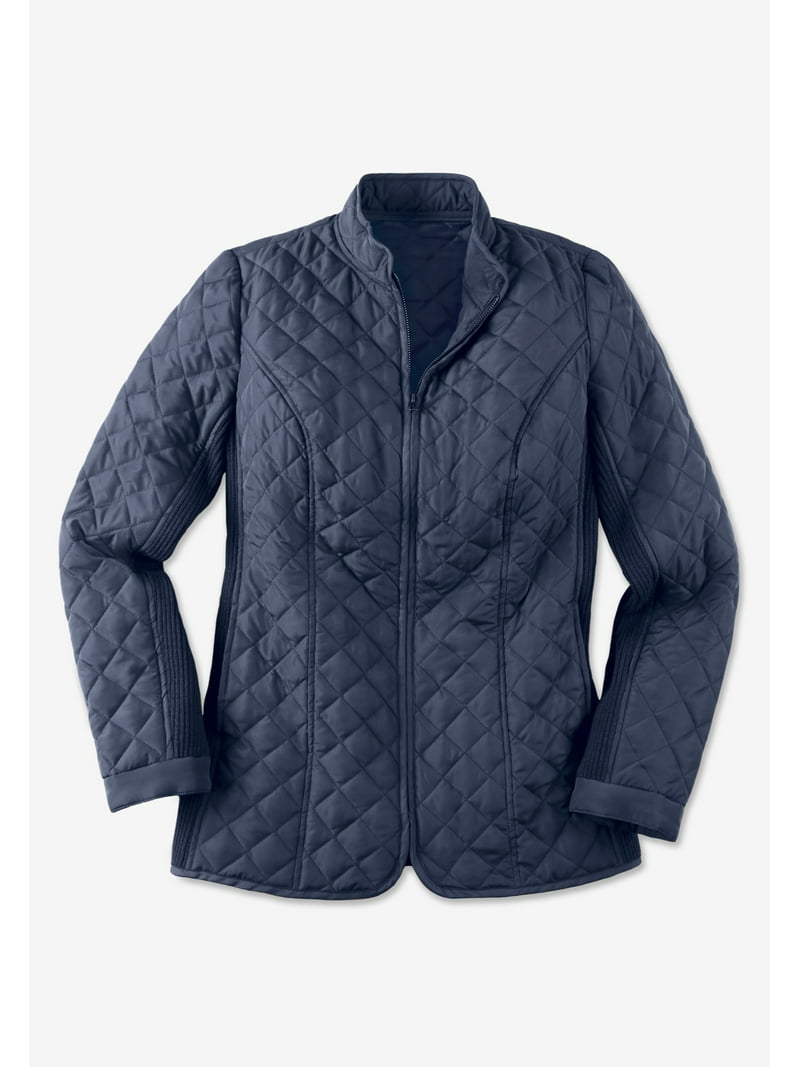 Woman Within Plus Size Zip-Front Quilted Jacket Quilted - Main Image