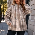 thumbnail image 6 of FDGIU Women Gingham Zip Up Jacket Collared Long Sleeve Drawstring Hem Casual Plaid Outerwear, Fall Lightweight Checkered Bomber Style Coat, 6 of 6