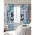 thumbnail image 3 of Happy Summer Blackout Curtains for Bedroom Living Room, Blue Starfish Shell Seashell Oceans Life Plaid 72 In Long Thermal Insulated Room Darkening Drapes Grommet Window Treatments, 52 x 72 In, 3 of 9