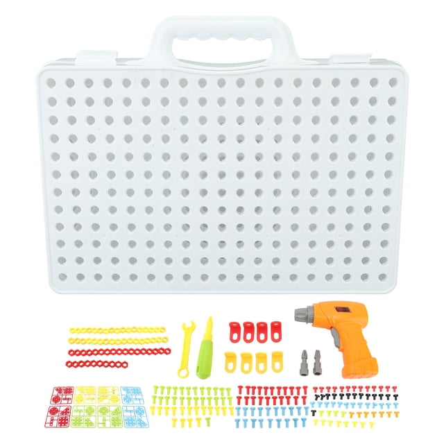 Taladro eléctrico blanco, juego educativo DIY, caja de taladro de plástico, juguetes de aprendizaje, caja de taladro portátil, Kit de herramientas de juguete para niños YUNYI BRAND Deportes
