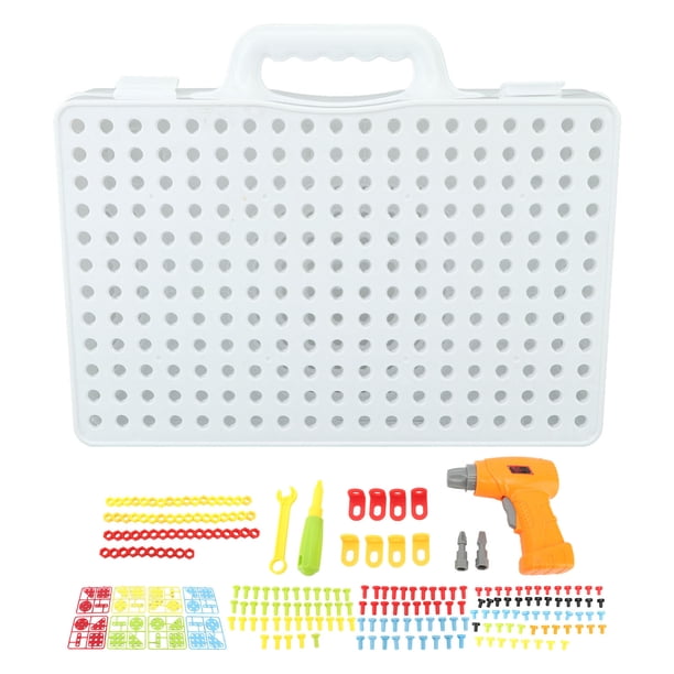 Taladro eléctrico blanco, juego educativo DIY, caja de taladro de plástico, juguetes de aprendizaje, caja de taladro portátil, Kit de herramientas de juguete para niños YUNYI BRAND Deportes