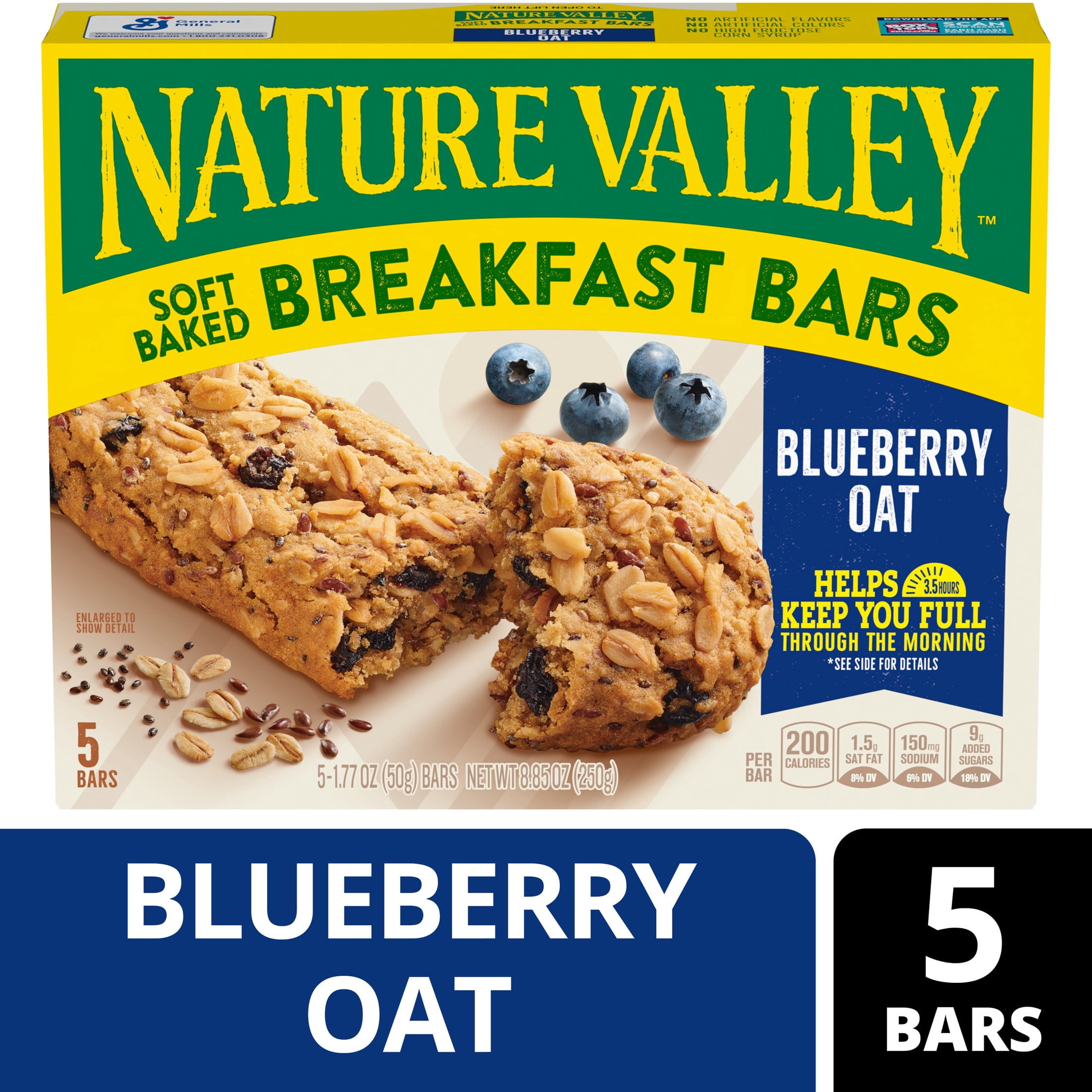 (3 pack) Nature Valley Soft Baked Breakfast Bars, Blueberry Oat, Morning Snacks, 5 Bars, 8.85 oz