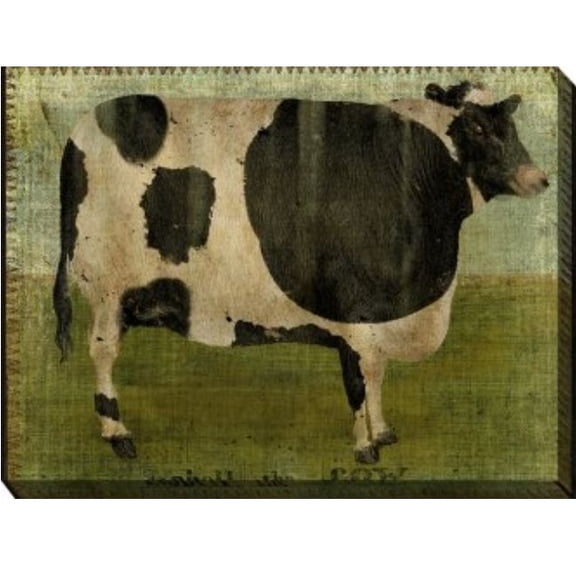 Outdoor Living and Style Black and White Cow Outdoor Canvas Rectangular Wall Art Decor 30" x 40"