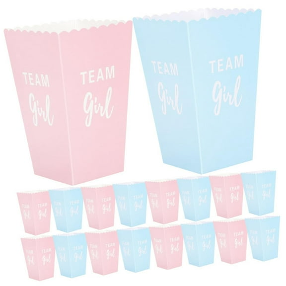BallsFHK 20 Pack Gender Reveal Popcorn Paper Boxes Pinks And Blue Candy Favors Treating Cups For Girl Boy Baby Shower Reveal Party Decorations Supplies(Blue, Pink)