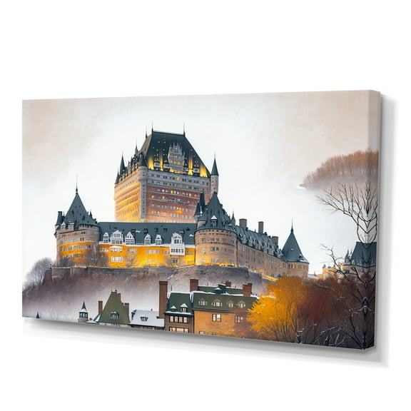 Designart Fall Season Chateau Frontenac II Canvas Wall Art