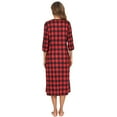 thumbnail image 4 of Women Sleepshirt Long House Coat Zipper Front Robes Full Length Nightgowns with Pockets Striped Loungewear,Red, 4 of 6