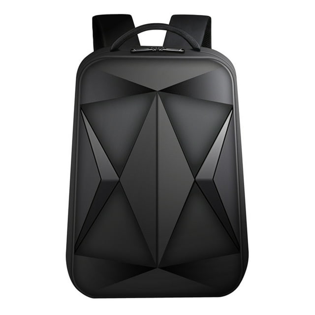Futuristic Geometric Shell Laptop Backpack for Men - 47x31x19cm Waterproof Oxford Fabric with USB Port, 180° Opening, Separate Digital Compartment, Mechanical Keyboard Space & Adjustable Straps -
