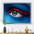 thumbnail image 3 of Designart 'Woman Eye With Blue Paint On Face & Red Balls' Modern Framed Art Print, 3 of 4