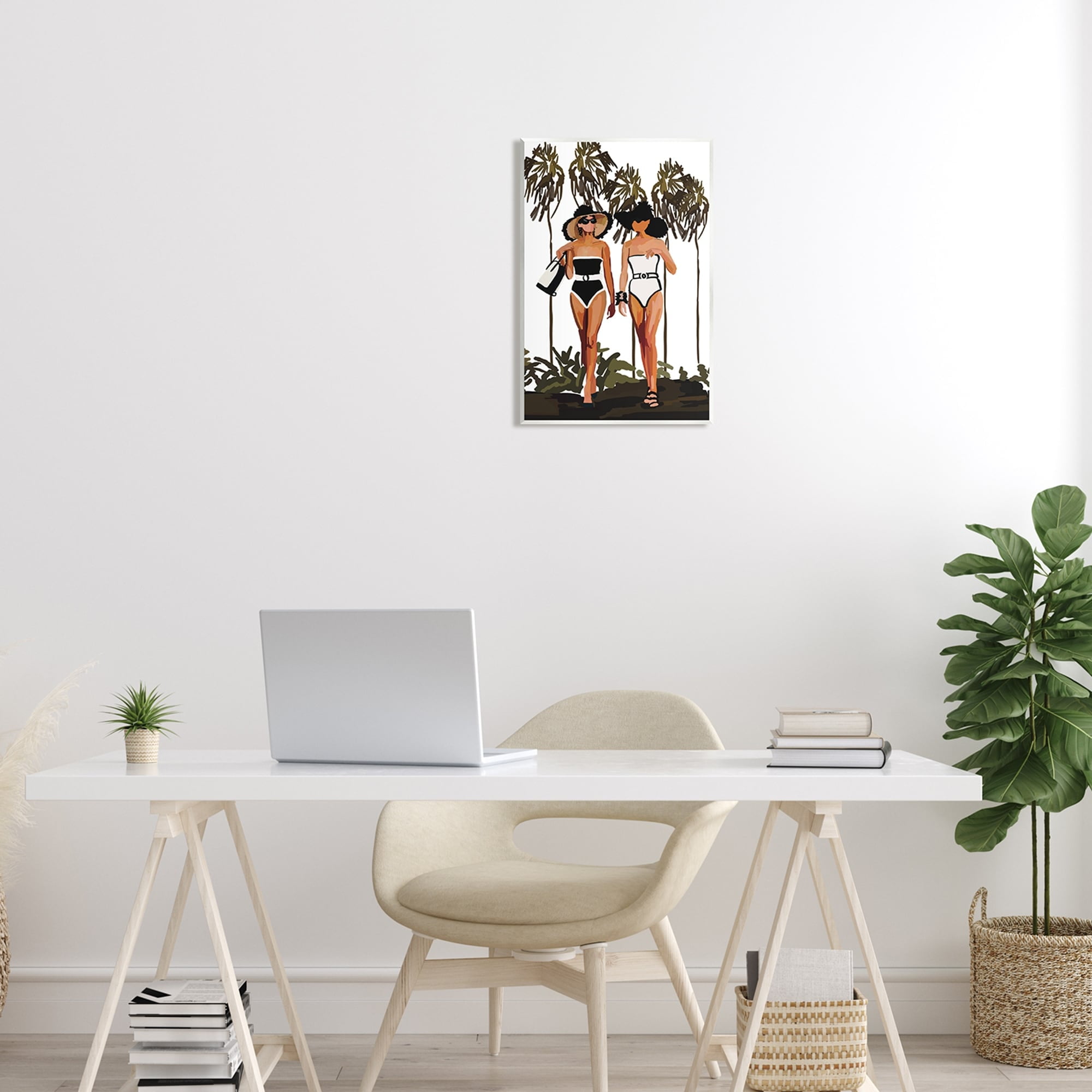 Stupell Industries Beach Babes Strolling Tropical Summer Beach Adventure Graphic Art Unframed Art Print Wall Art, Design by Amelia Noyes