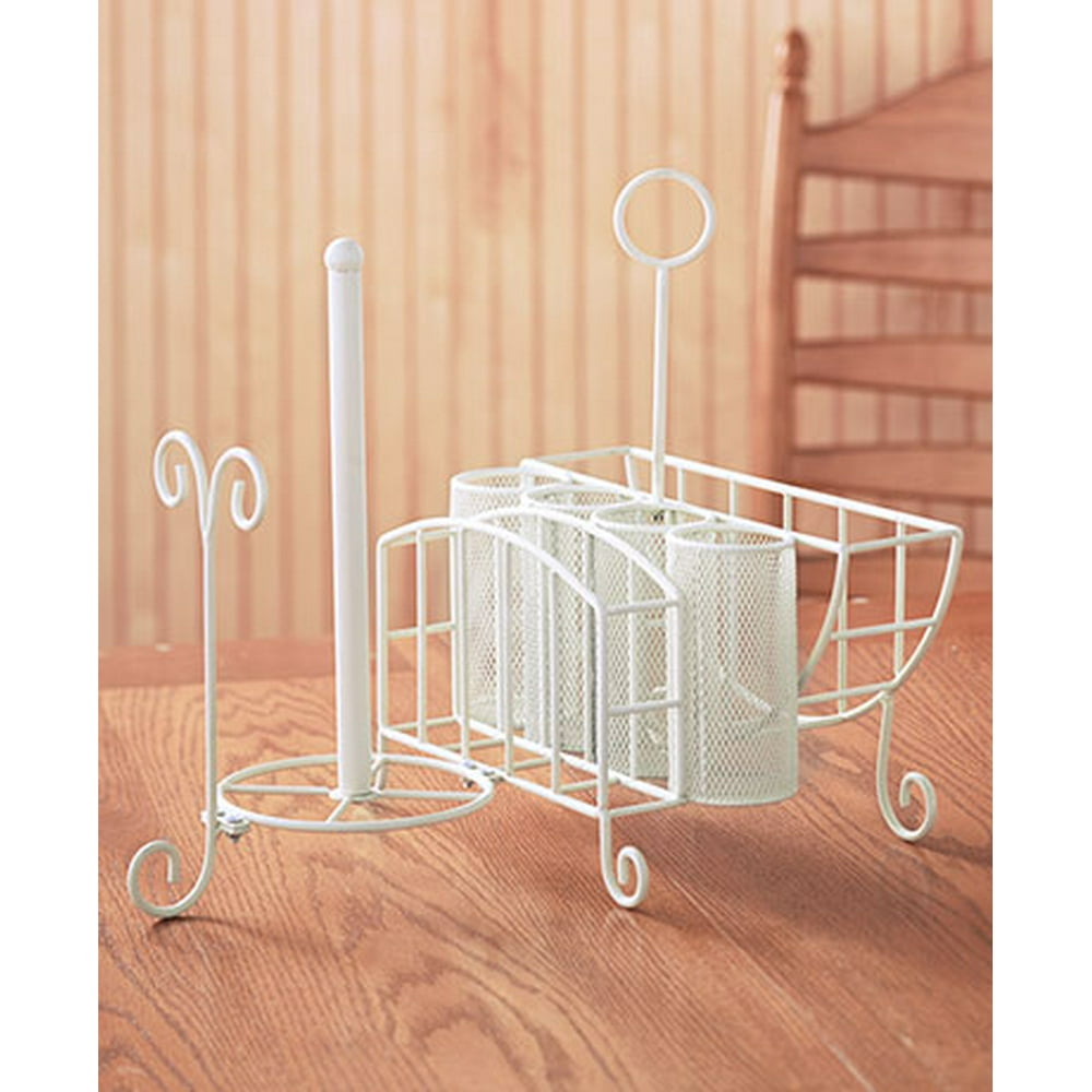 Picnic Caddy with Paper Towel Holder White