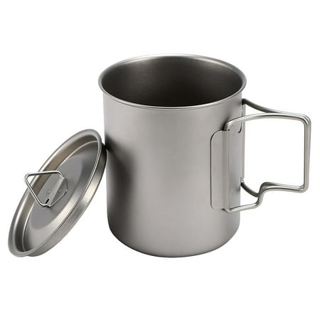 

Ultralight Titanium Cup Outdoor Portable Mug Camping Picnic Water Cup with Foldable Handle 450Ml