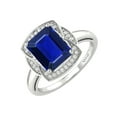 thumbnail image 2 of V3 Jewelry® 925 Sterling Silver with Blue Sapphire and White Topaz Halo Ring for Women, 2 of 4