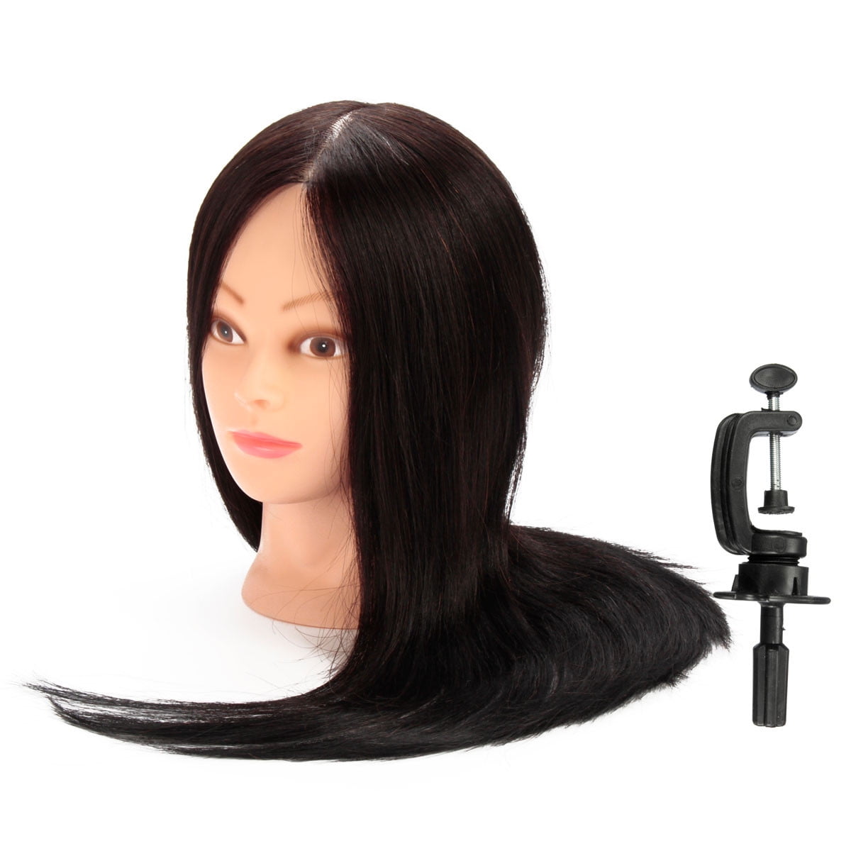 LuckyFine 100 Real Human Hair Hairdressing Equipment Styling Doll