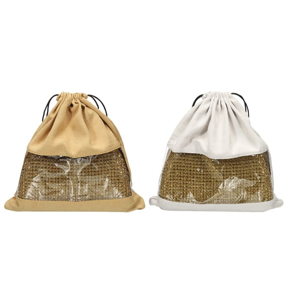 2 Pack Dust Bags for Handbags, 11.42"x11.42" Cotton Drawstring Storage Pouch, Gray/Coffee