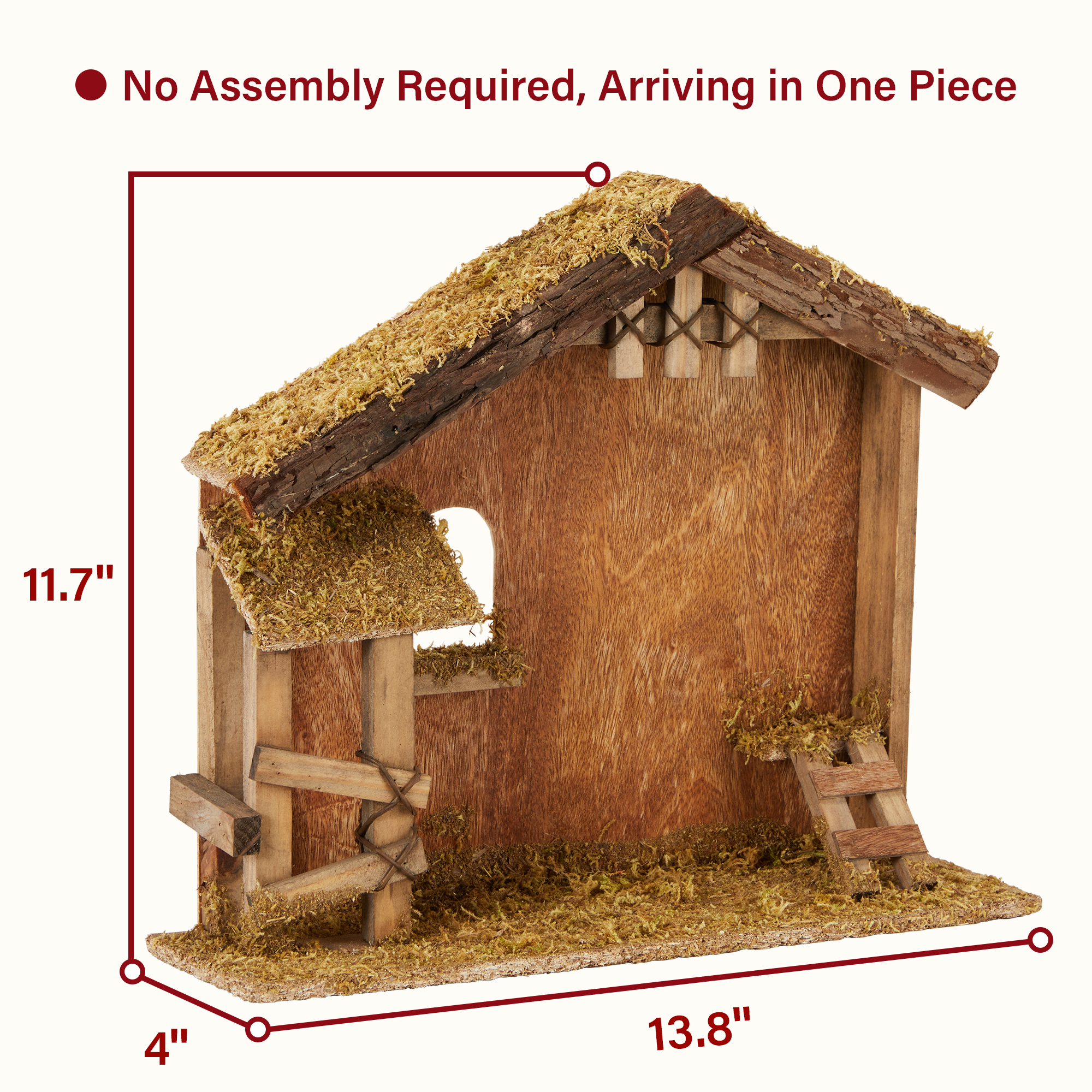KUETH 7-Inch Scale Wooden Nativity Stable photo 2