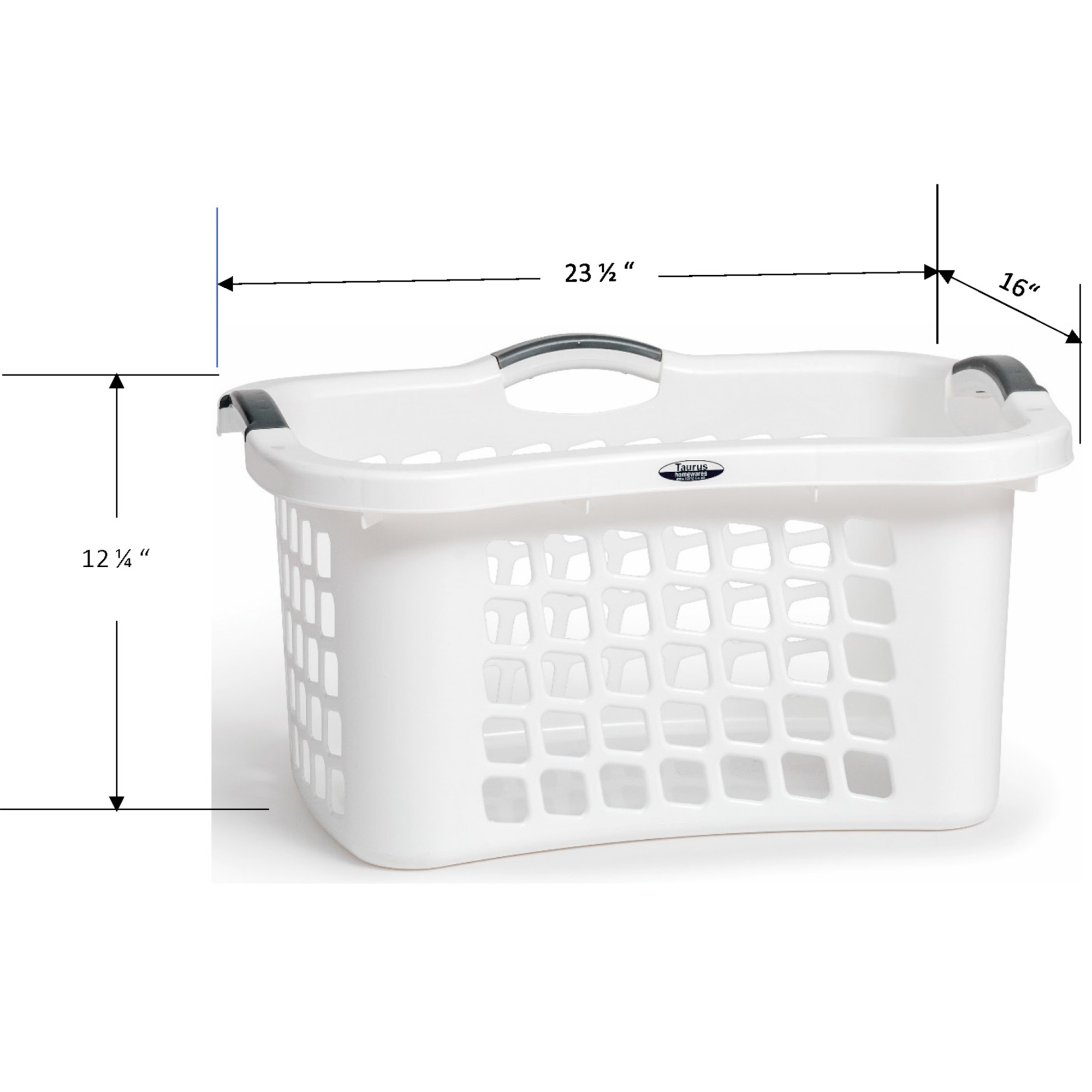 Redmon Comfort Grip Clothes Basket, Plastic Laundry Storage with 3 Side Handles, White