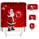 thumbnail image 2 of Juego de cortina de ducha con alfombrilla para el suelo, diseño de Papá Noel, muñeco de nieve, impresión digital, dibujos animados, impermeable, poliéster, juego de cuatro piezas para baño, 2 of 5