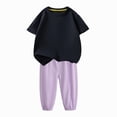 thumbnail image 2 of Cethrio Girls Cotton Outfit Sets, Casual Summer 2 Piece Short Sleeve Kids Clothing sets Purple Size 7-8 T, 2 of 7