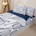 thumbnail image 3 of Castle Fairy Tennis Print Zipper Twin Comforter Sets with Fitted Sheet and 2 Pillowcases, Sport Theme Zipper Bedding Set, White Navy,4-Piece,Navy Blue Reversible, 3 of 6