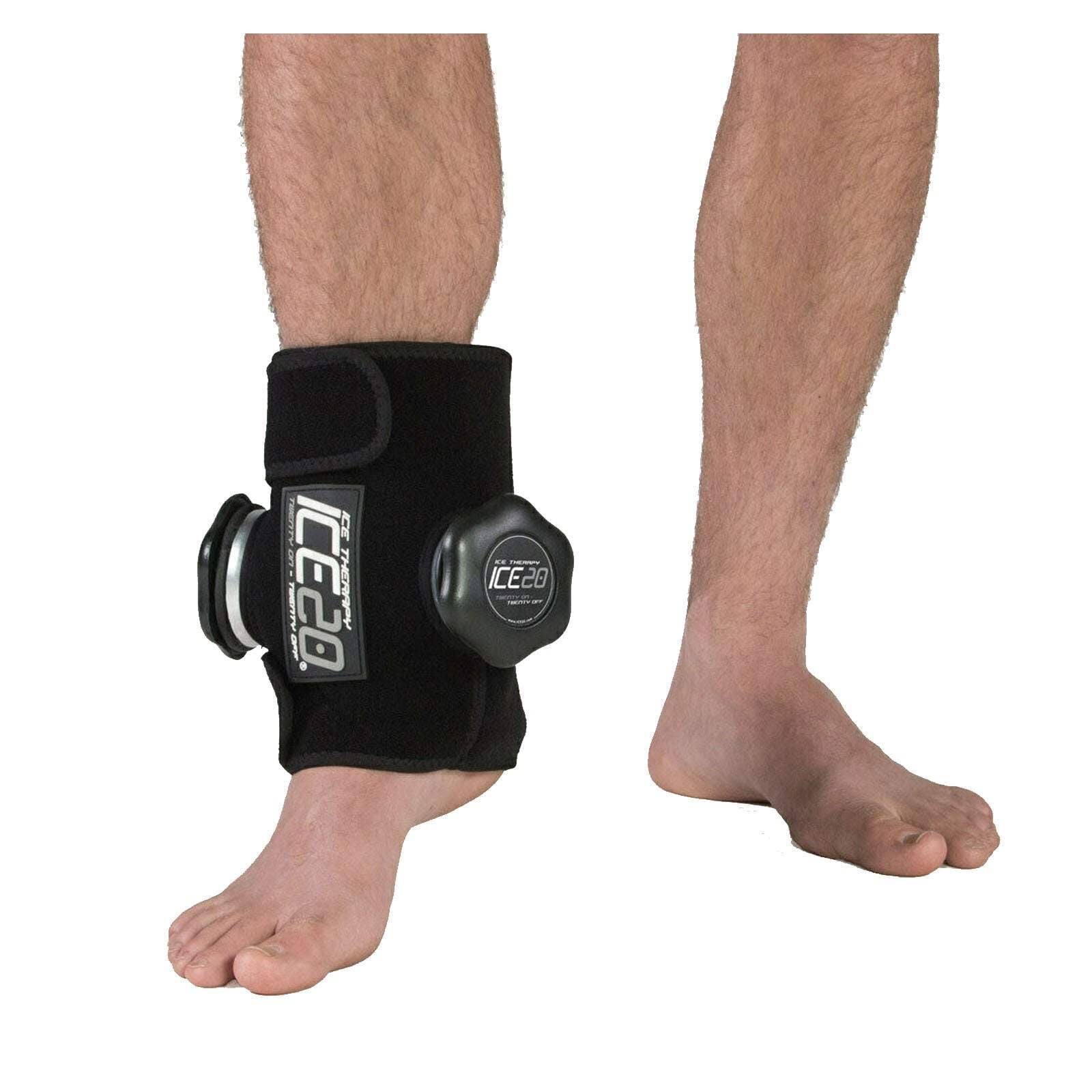 ICE20 Ankle Ice Therapy Wrap Double Ice Bag for Cold Compression Treatment, Black