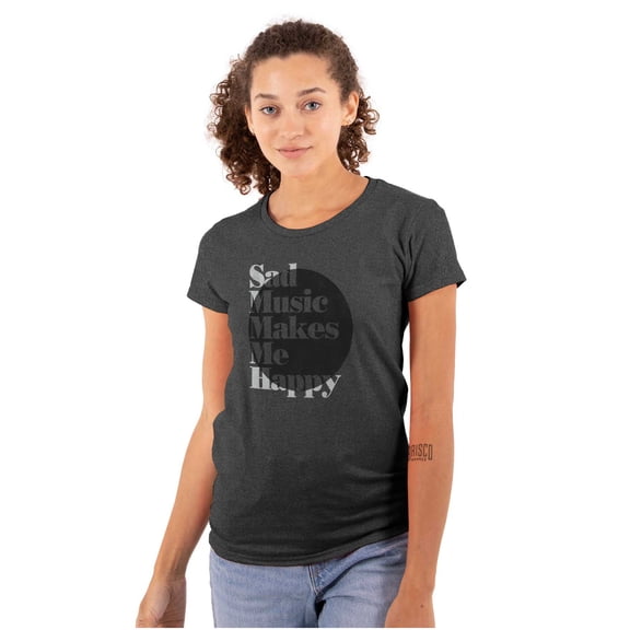 Sad Music Makes Me Happy Emo Songs Womens Fitted Plus Size Graphic Tee Brisco Brands 2X