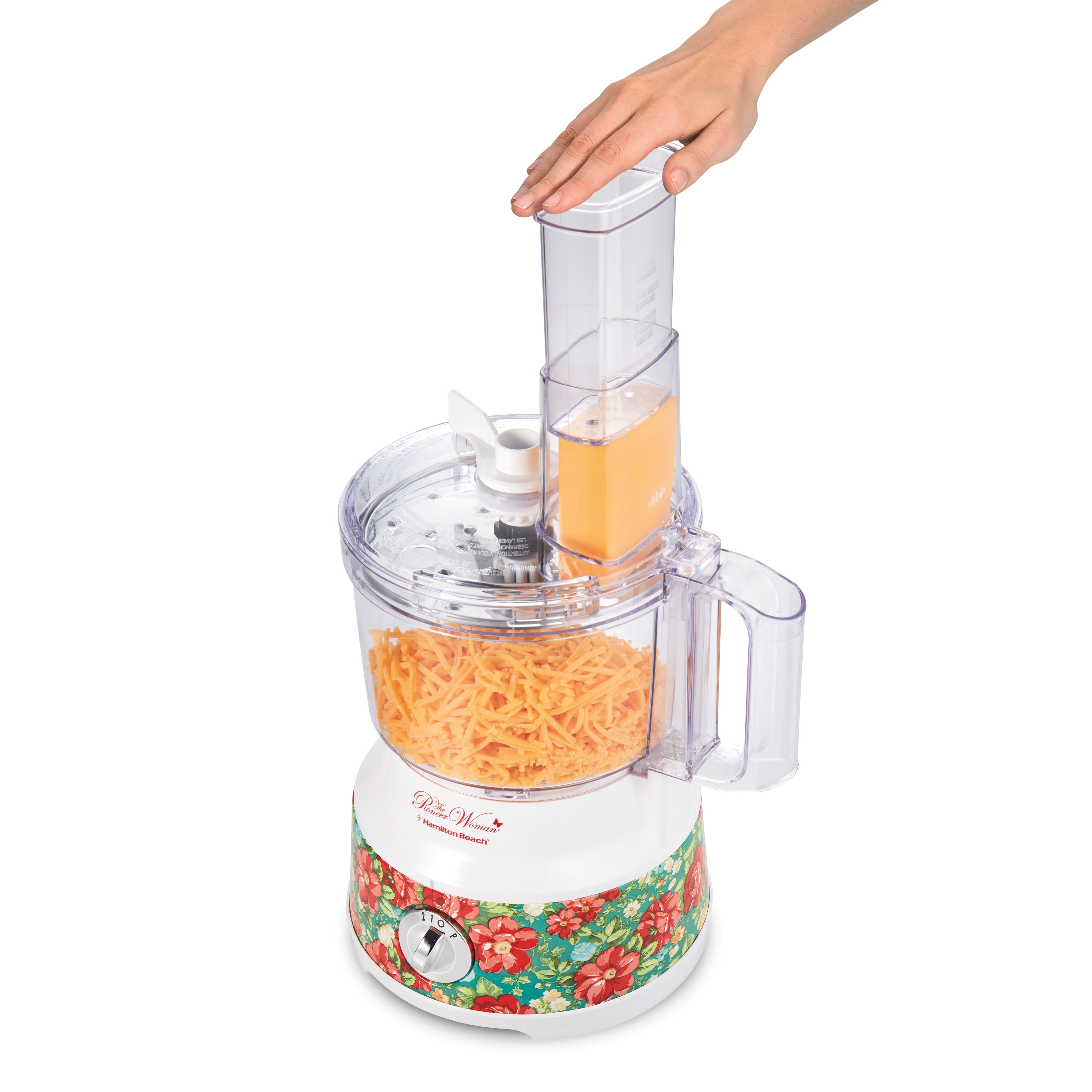 Pioneer Woman Food Processor with Bowl Scraper, 10 Cup, Large Feed Chute, Stainless Steel Blades, Vintage Floral, 70731