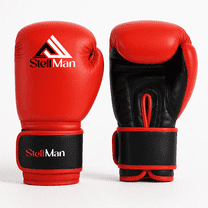StellMan Boxing Gloves for Training Sparring and Muay Thai – Premium PU Leather Gloves with Wrist Support – Men and Women Kickboxing Gloves – Red Black and Black Red Color Options