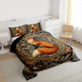 thumbnail image 3 of Homewish Jungle Wildlife Fox Queen Comforter Set,Vintage Country Floral Bedding Sets,Orange Brown Black Bedding Comforter Set For Girl Teens,Breathable Home Decor Reversible,3 Pieces, 3 of 8