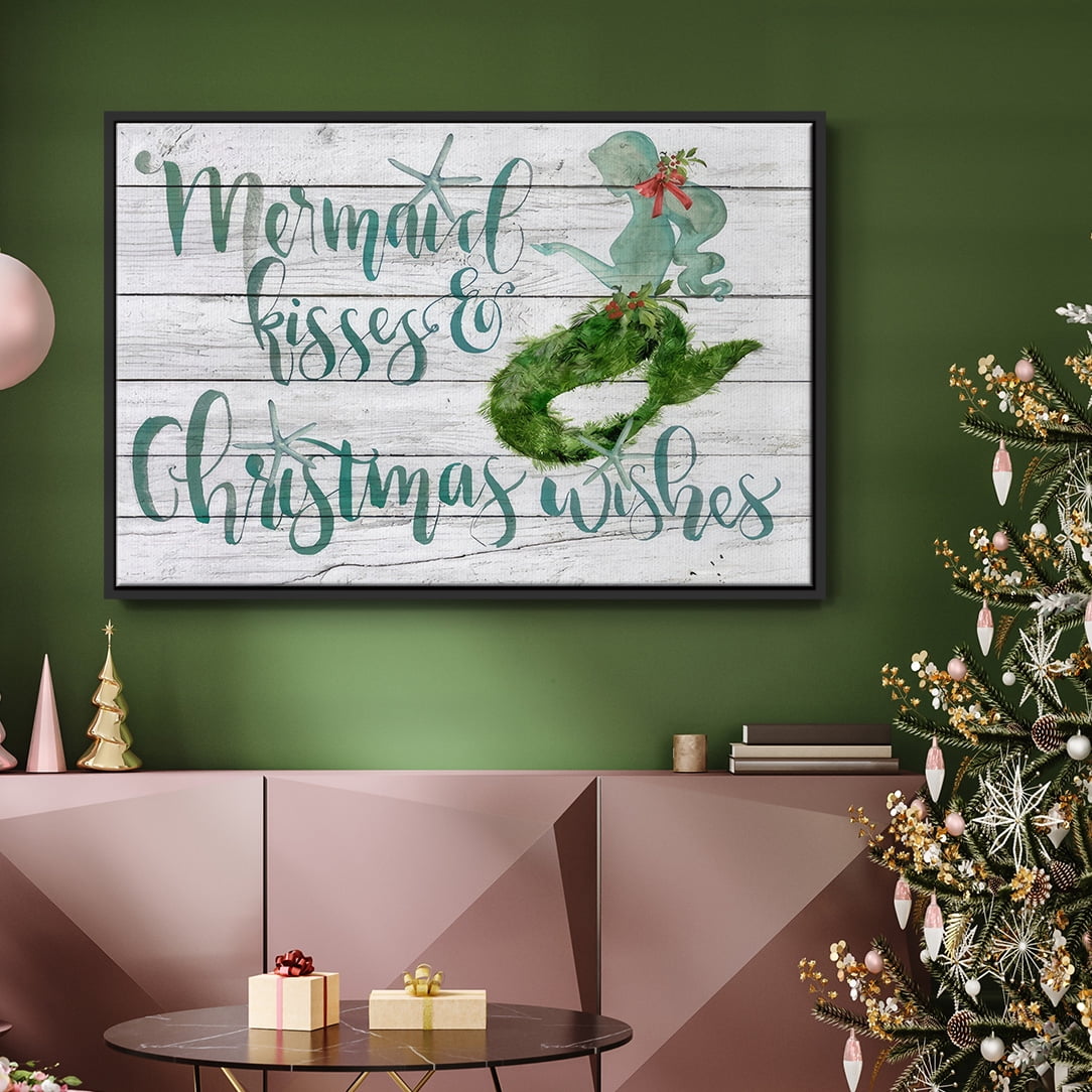 Tis the Seasun Collection A - Framed Gallery Wrapped Holiday Canvas - 25 x 37 - Black Frame