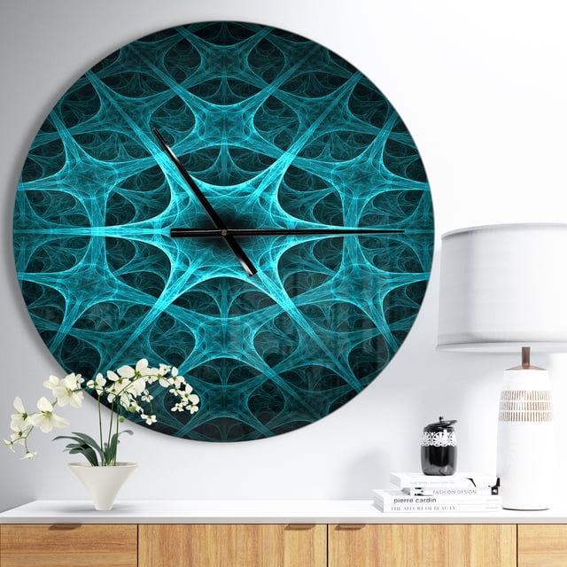 DesignArt Abstract blue ice flower Large Wall Clock