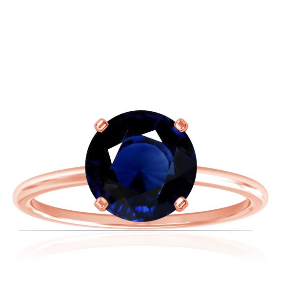 GemsNY September Birthstone - Dainty Round Four Prong Blue Sapphire Solitaire Ring (Grade - AA | 1.55cts.)