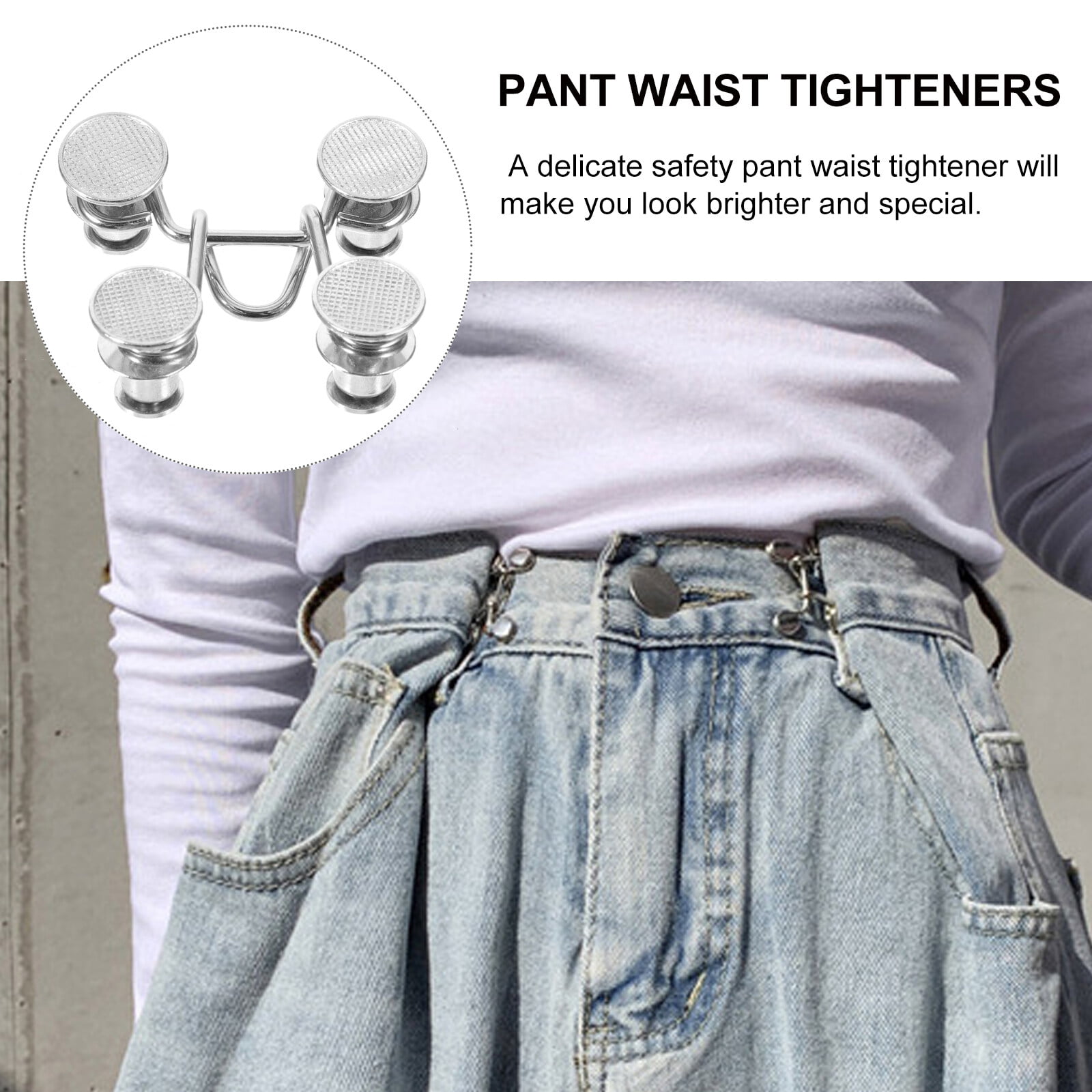 2PCS No Sewing Required Pant Waist Tightener Zinc Alloy Clothing