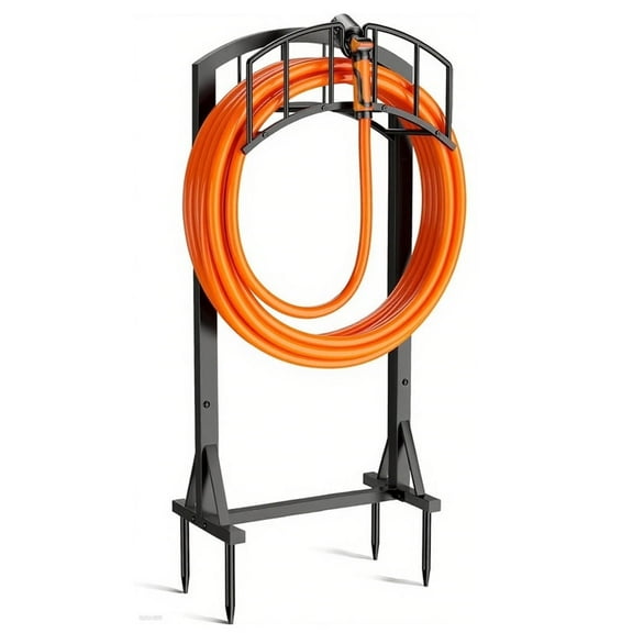 Garden Hose Holder, Heavy Duty Hose Hanger with 4 Spikes,Freestanding Water Hose Holders Rack for Outside Lawn & Yard