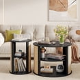 thumbnail image 5 of Round Coffee Table with Storage, Modern Wooden Center Coffee Table with 2-Tier, Adjustable Shelf, 5 of 6