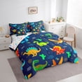 thumbnail image 3 of jejeloiu Colorful Dinosaur Dino 7-Piece Twin Bedding Sets,Cartoon Animal Bedding Comforter Set,Abstract Green Cactus Sheet Sets For Boys,Ultra Soft Home Decor Reversible, 3 of 8