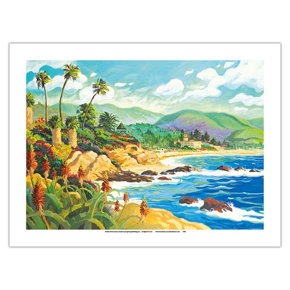 In Love with Laguna Beach - California - Seaside Ocean View - From an Original Watercolor Painting by Robin Wethe Altman - Bamboo Fine Art 290gsm Paper (Unframed) 12x16in