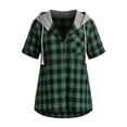 thumbnail image 6 of Setooff Womens Short Sleeve Tops, Hooded Buffalo Plaid Open Shirt, Pocket Loose Plus Size Blouses Casual Outerwear, 6 of 6
