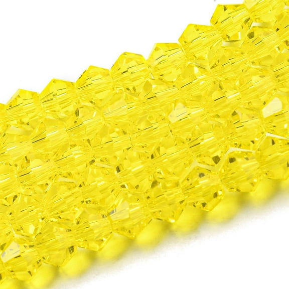 10 strand Transparent Glass Beads Strands Faceted Bicone Yellow 4x4mm Hole: 0.8mm 80~85pcs/strand 30~32cm