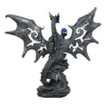 thumbnail image 2 of Ebros Draco Fantasy Gothic Dragon With Blue Orb Statue 8" Tall Land Of The Dragons Home Decor Dragon Beast Sculpture, 2 of 5