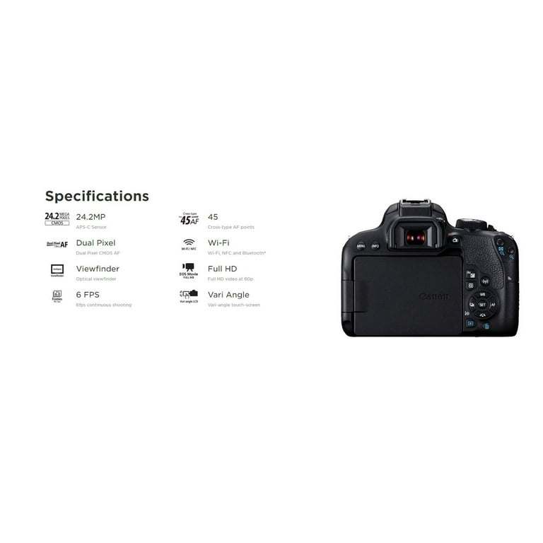 Canon EOS 800D Rebel T7i DSLR Bundle: 18-55mm Lens, Filter Set