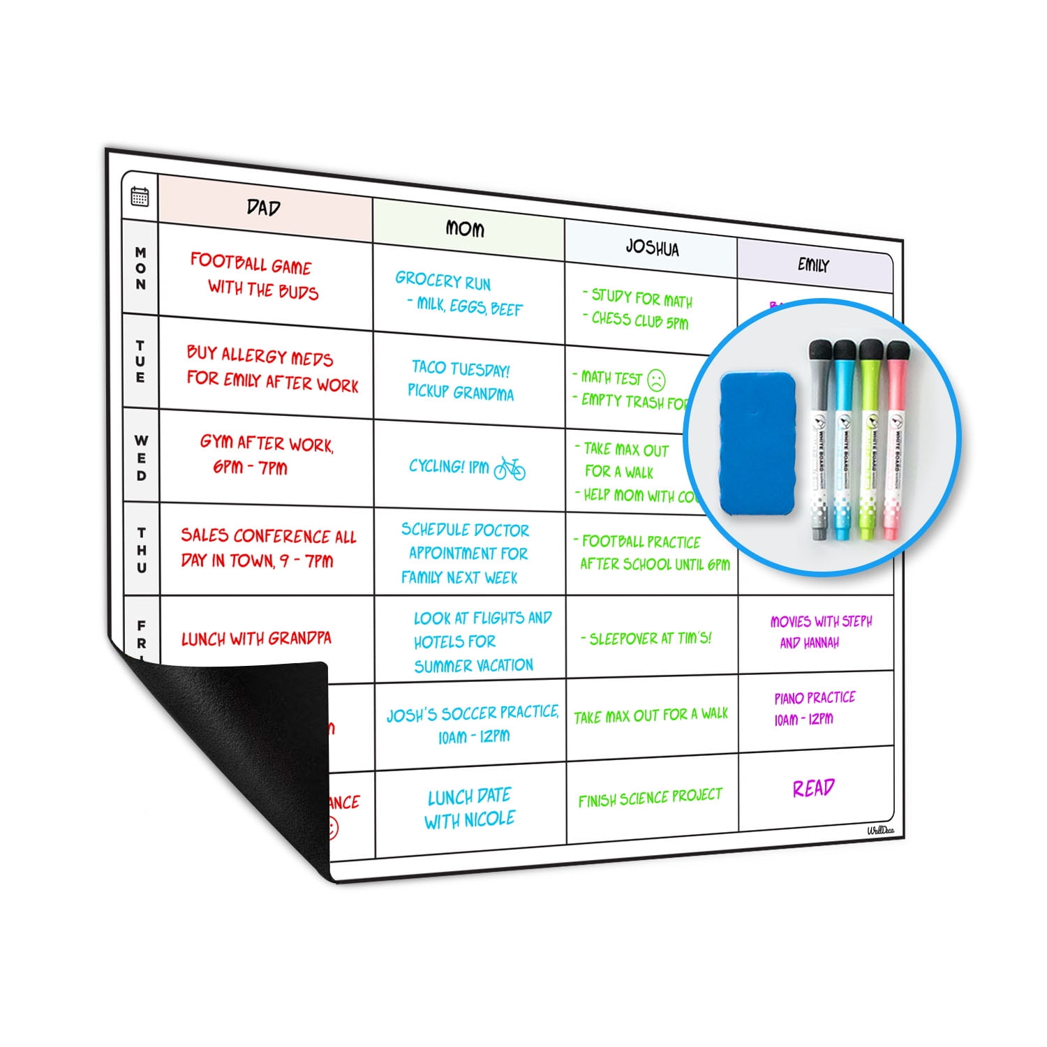 WallDeca Dry Erase Calendar Fridge Calendar White Board 17 x Dry Erase Calendar For Fridge