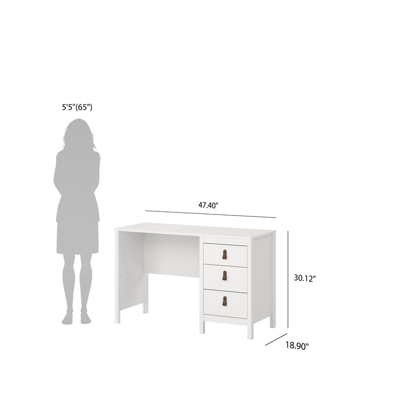 Tvilum Madrid Home Office Writing Desk with 3 Storage Drawers for