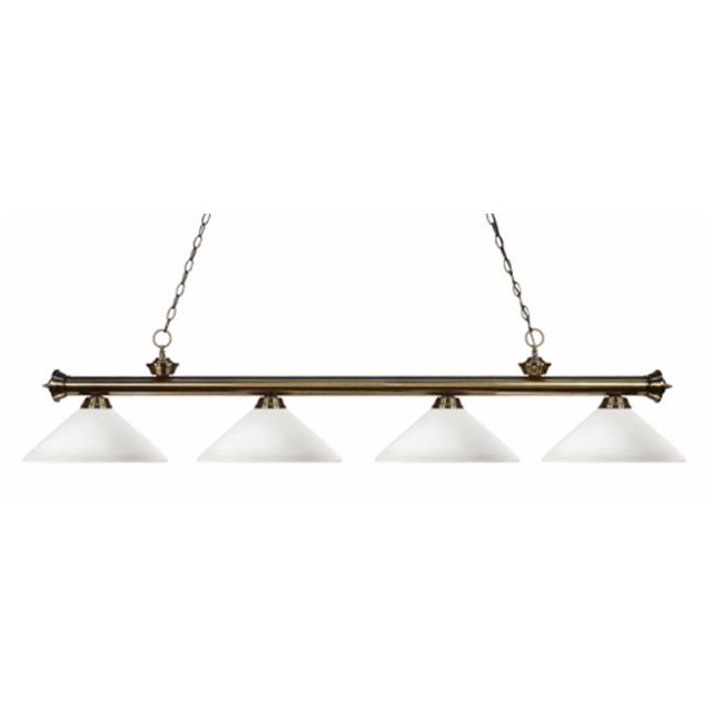 4 Light Billiard Light Antique Brass Steel Glass