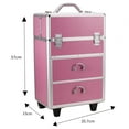 thumbnail image 3 of Makeup Cases and Organizers on Wheels, 14" x 9" x 23"Beauty Trolley w/Lockable Keys+6 Drawers, Adjustable Handle Height Cosmetic Trolley for Beauty Professionals, Students and Hair Stylists, S13477, 3 of 7