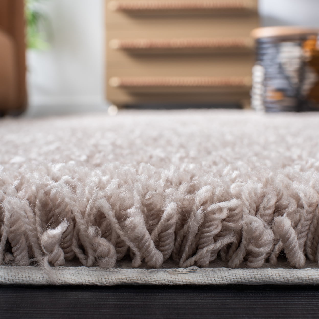 SAFAVIEH Glen Solid Plush Shag Runner Rug, Taupe, 2'3" x 12'