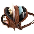 thumbnail image 4 of Mini Backpack Purse Retro Phone Bag, 7.5x4.3x9 Inch 3-Layer PU Leather Vintage Multi-Compartment Adjustable Strap Crossbody Bag, 4 of 9