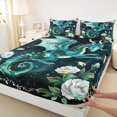 thumbnail image 3 of jejeloiu Cyan Magic Dragon Twin Sheet Sets,White Flowers Floral Bedding For Boy Teens 3 Pieces, 3 of 7
