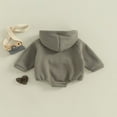 thumbnail image 4 of Bébé Filles Garçons Printemps Automne à Capuche Romper Manches Longues Contraste Couleur Romper avec une Poche, 4 of 9