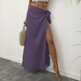 thumbnail image 2 of LNWUY Women's Tassels Trim Sarong Bathing Suit Boho Sheer Vacation Beach Wrap Skirts Bikini Swimsuit Cover Ups for Swimwear Purple Free Size, 2 of 6